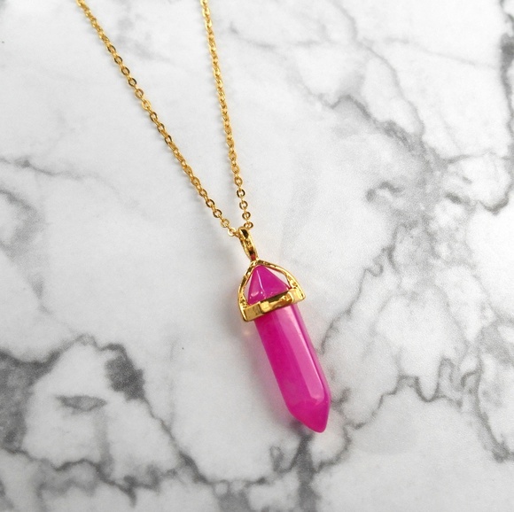 New Gold Rose Quartz Necklace - Picture 7 of 8